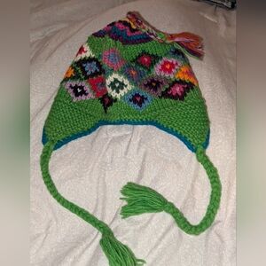 Kathmandu Imports Fleece Lined Knit Earflap Hat w/tassels